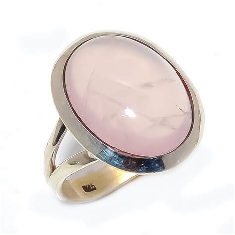 natural rose quartz ring handmade 925 sterling silver etsy