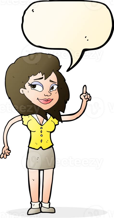 Cartoon Pretty Woman With Idea With Speech Bubble 36341872 Png