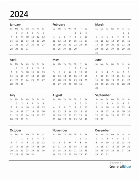 Full Year Calendar 2024 Printable Kaye Savina