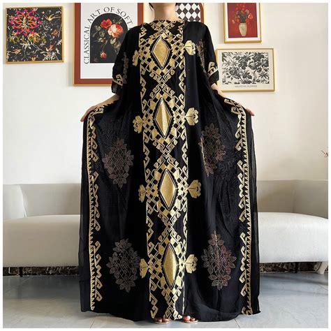 Africa Muslim Women Black Robe Shiny Gold Embroidered Dress Abaya Kaftan Dubai Bondou Clothing