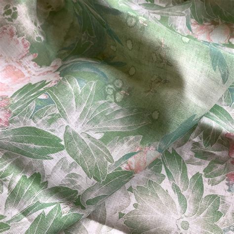 Floral Linen Fabric By The Yards Organic Linen Fabric Etsy