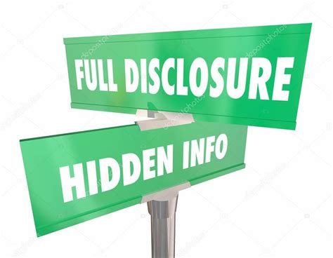 Full Disclosure Hidden Info Two Road Signs Illustration — Stock Photo ...