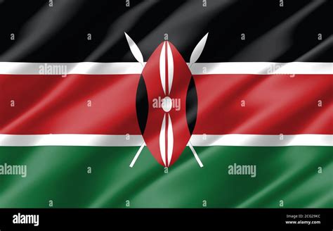 Silk Wavy Flag Of Kenya Graphic Wavy Kenyan Flag Illustration Rippled