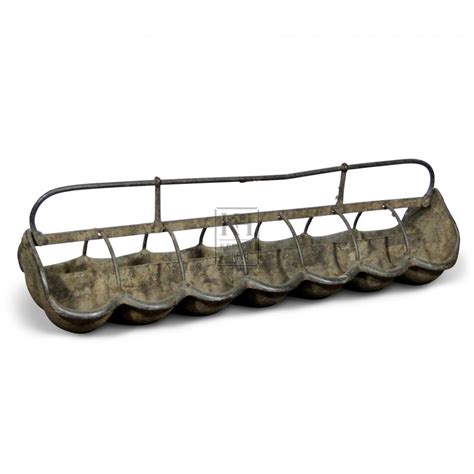 Farmyard Prop Hire Galvanised Pig Trough With Curved Bowls Keeley Hire