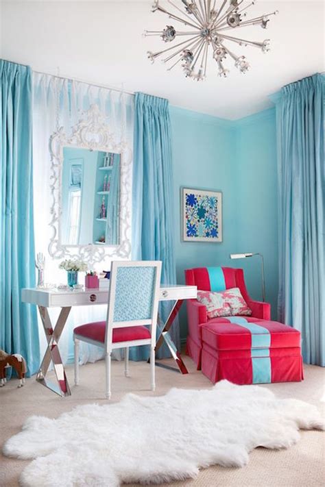 It's in the home and on the runway. Kids Room with Turquoise Curtains - Contemporary - Girl's Room