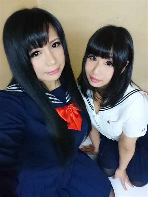 Chouzuki Maryou Tagme 2girls Asian Black Hair Lipstick Makeup