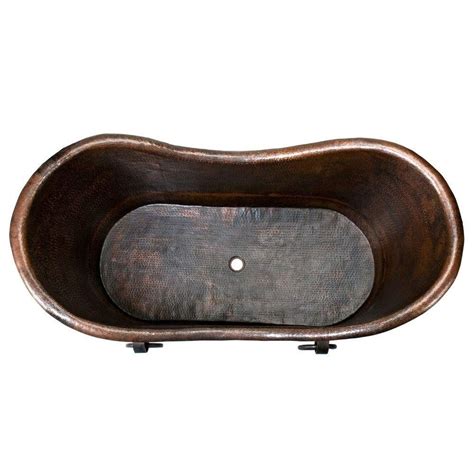 Hammered Copper Double Slipper Freestanding Tub No Faucet Drillings