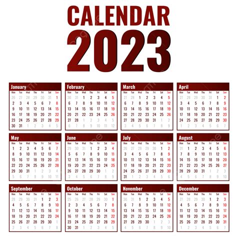 2023 Calendars White Transparent Calendar 2023 With Fresh Color Images