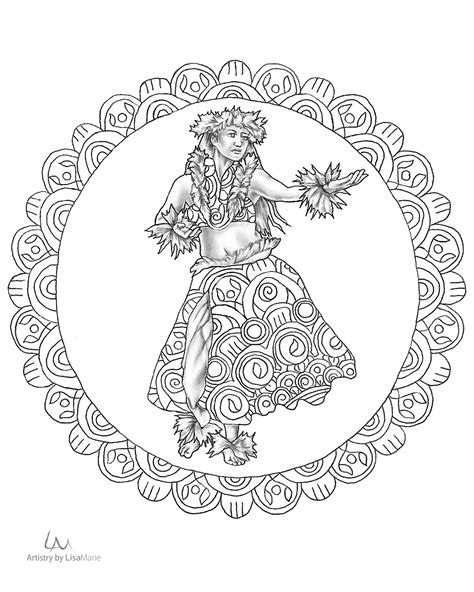 Hula Dancer Coloring Page ArtistryByLisaMarie Artistry By Lisa Marie