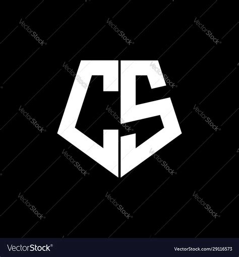 Cs Logo Monogram With Pentagon Shape Style Design Vector Image