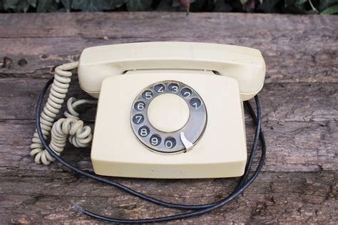 Vintage Soviet Beige Rotary Telephone Circle Dial Rotary Phone Vintage