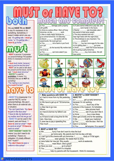 Must or Have to? - Interactive worksheet
