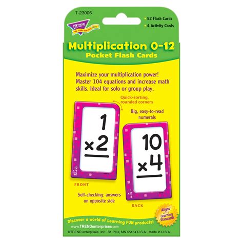 Pocket Flash Cards Multiplication 0 12 T23006 — Trend Enterprises Inc