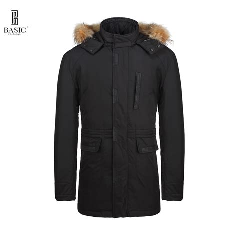 Basic Editions Mens Winter Fur Hood Casual Parka Down Jacket Coat Bc1