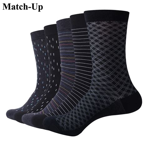 match up men s socks color cotton for business dress casual funny long socks 5pairs lot in men