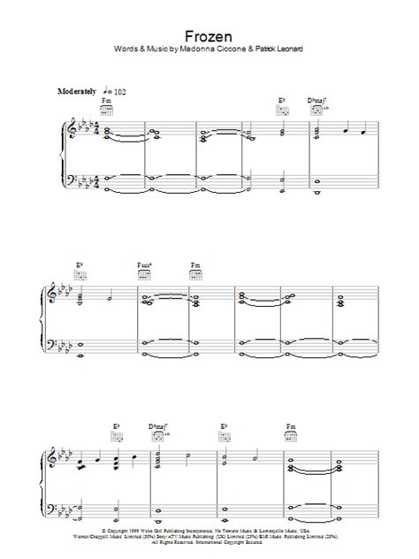 Download Madonna Frozen Sheet Music And Pdf Chords Piano Vocal
