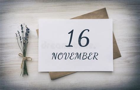November 16 16th Day Of The Month Calendar Date Stock Photo Image