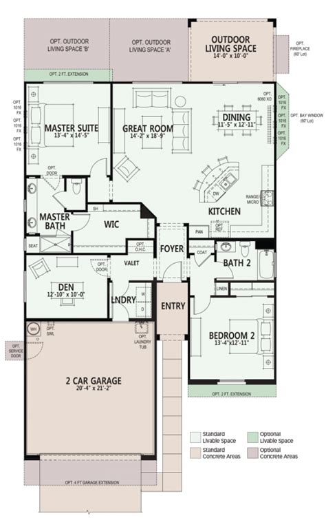 Choose between 1bhk and 2bhk in single storey house design. Montecito - Floor Plan - Quail Creek - Tucson Active Adult ...