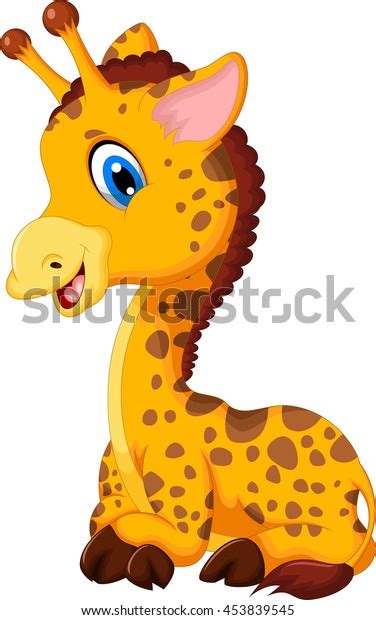 Cute Baby Giraffe Cartoon Sitting Stock Vector Royalty Free 453839545