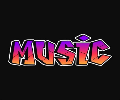 Música Palabra Letras De Estilo Graffiti Psicodélico Trippy Vector