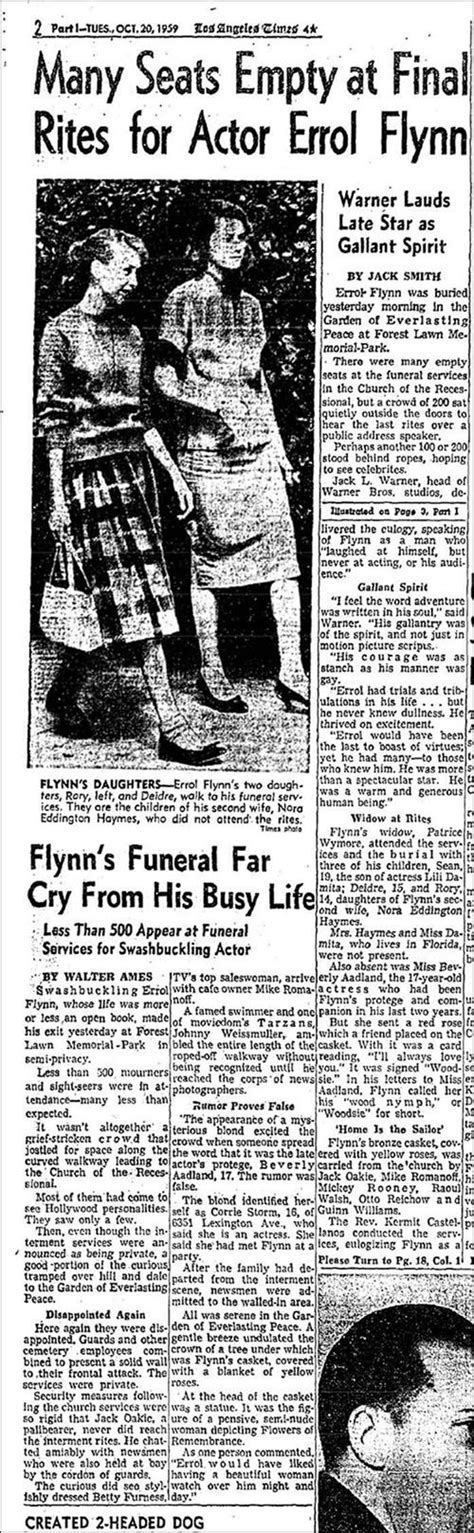 Article Pertaining To Errol Flynns Funeral Celebrities Who Died