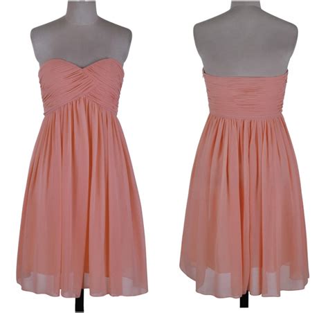 Cheap Peach Bridesmaid Dresses Chiffon Sweetheart Sleeveless Short Prom