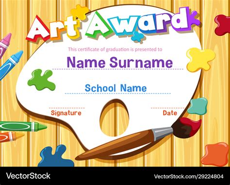 Certificate Template For Art Award Royalty Free Vector Image