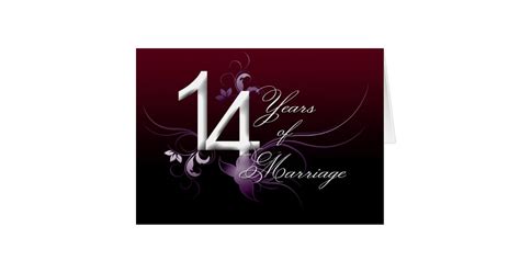 14 Years Of Marriage Wedding Anniversary Card Zazzle