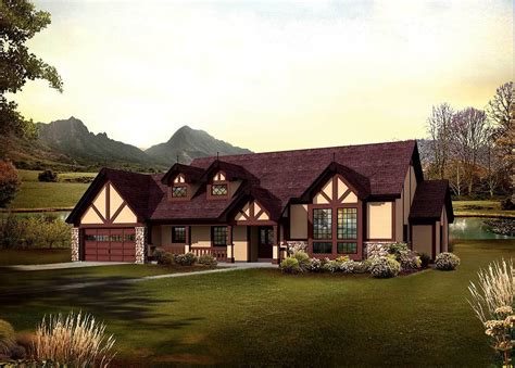 There's something about this style home that welcomes, enchants. Classic Tudor Ranch Home - 57240HA | Architectural Designs ...