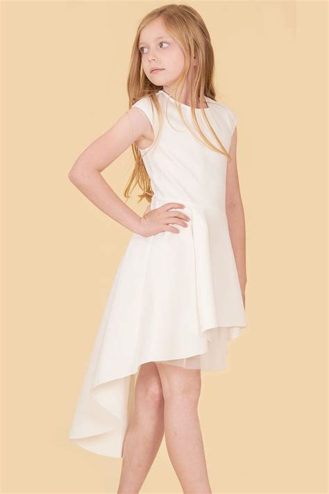 Elegant Ivory Hi Low Tween Girls Dress Elegant Girls Dress Girls