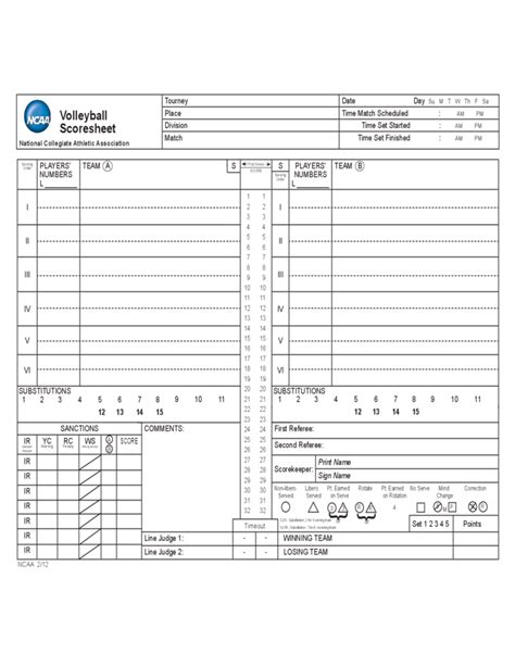 Volleyball Score Sheet Template Free Download