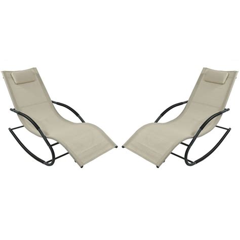 Sunnydaze Outdoor Patio And Lawn Wave Rocking Lounge Chair With Pillow