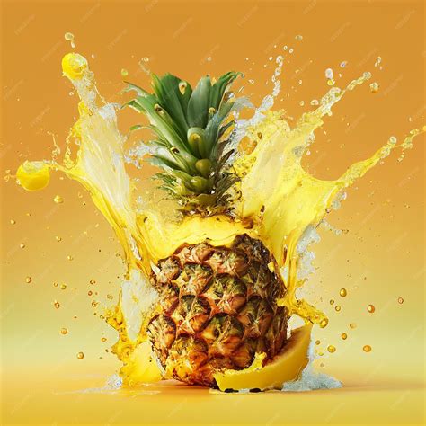 Premium Photo Illustation Of Pineapple With A Water Splash
