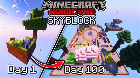 How I Survived Days Of Skyblock In Hardcore Minecraft Youtube