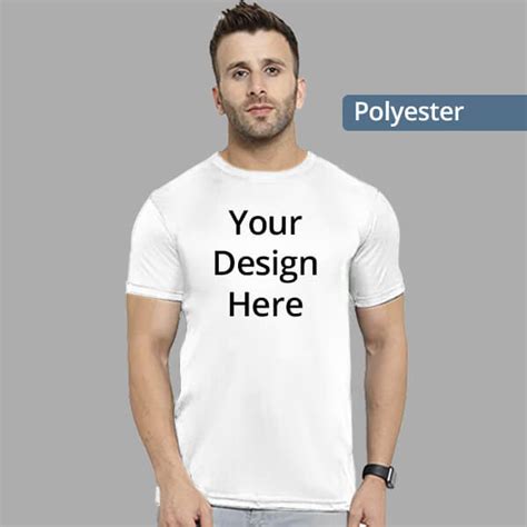 Buy White Polyester Dri Fit Customized Half Sleeve Mens T Shirt