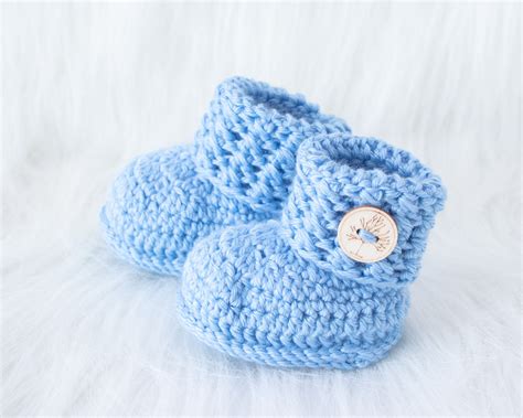 Blue Baby Boy Booties Crochet Baby Booties Baby Announcement Baby