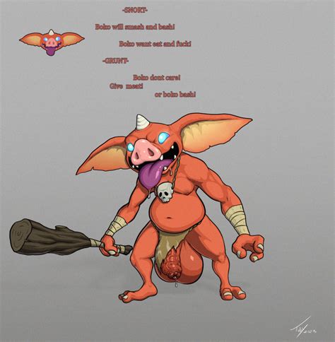 Rule Big Balls Bokoblin Club English Text Foreskin Horn Monster Red Skin Standing Tears Of