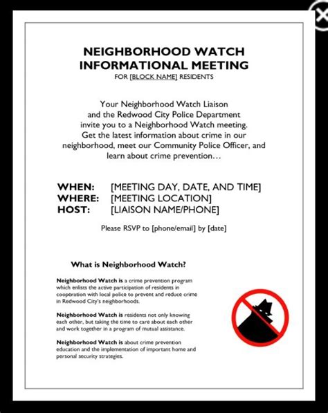 A Flyer For The Neighborhood Watch Information Meeting