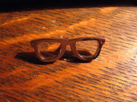 Horn Rimmed Glasses Lapel Pin Silver Cateye Eyeglasses Four Eyes Cool