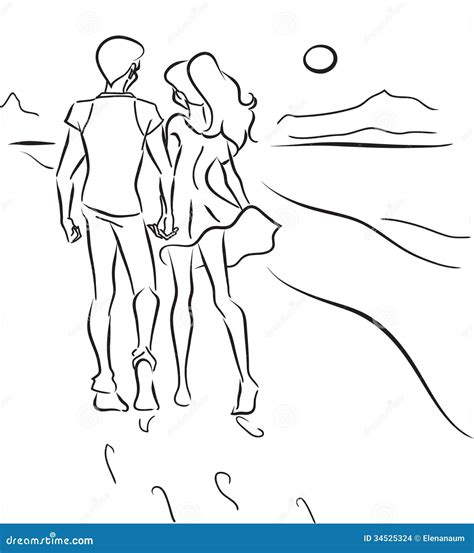 Couple On The Beach Stock Vector Illustration Of Romance 34525324