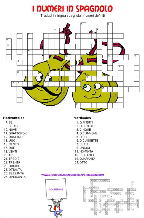 Esercizi matematica per la prima media da stampare con esercizi, test e problemi. numeri_spagnolo Enigmistica per bambini e ragazzi