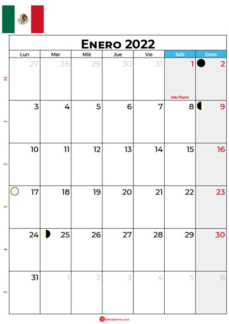 Descargar Calendario Enero 2022 México Para Imprimir
