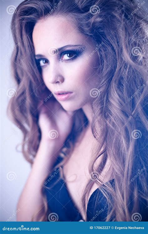 Woman With Long Curly Hair Stock Image Image Of Fierce 17062227