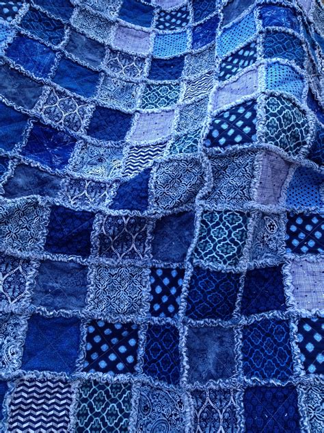Twin Size Rag Quilt In Blues Rag Quilt Quilts Twin Blues Handmade