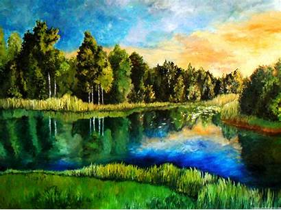 Painting Lake Landscape Paintings Wallpapers Artwork Estonian