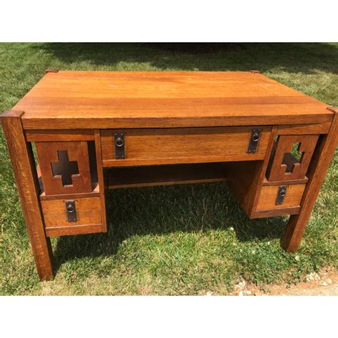 Antique Arts And Crafts Mission Style Writing Desk Table Chairish