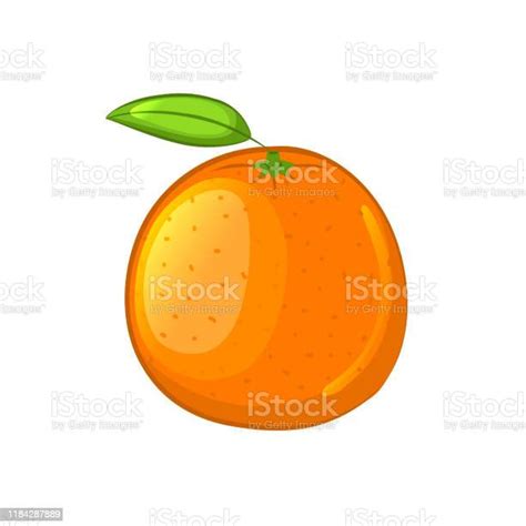Orange Avec La Feuille Icône De Dessin Animé Objet Disolement Sur Un