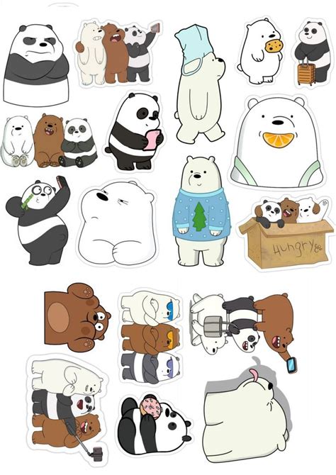 Printable We Bare Bears Sticker Sheet Cute Doodles Cute Stickers