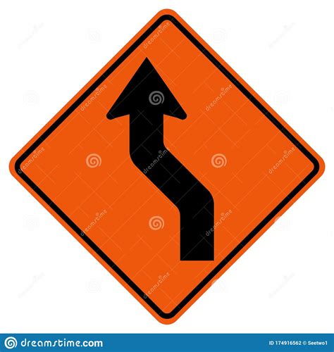 Curved Left Traffic Road Symbol Sign Isolate On White Backgroundvector