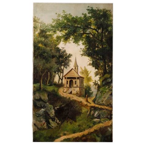 Very Large Landscape Oil Painting On Canvas From The 19th Century For